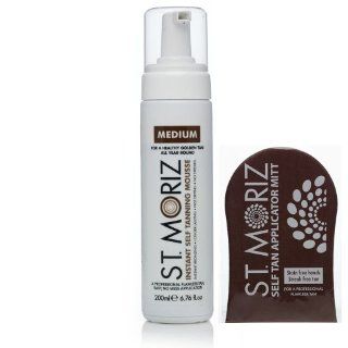 St Moriz 200ml Instant Self Tanning Mousse (Medium Mousse + Applicator Mitt) Drogerie & Körperpflege