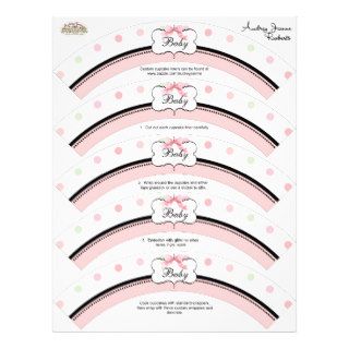 Baby Shower Cupcake Decor   French Bow Dot Swirl Flyers