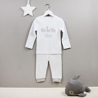 personalised animal applique baby pyjamas by my 1st years