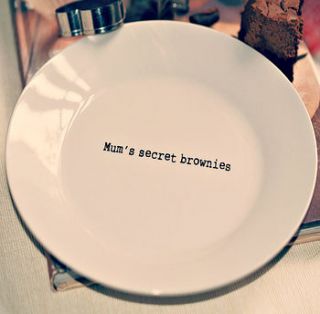 mum's personalised secret brownie plate by this is pretty