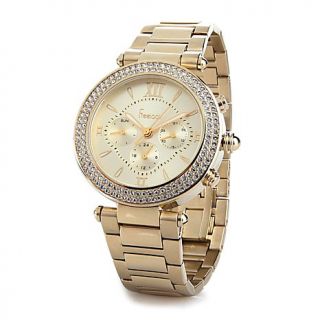 Freelook Cortina Goldtone Unisex Crystal Bezel Bracelet Watch with Chronograph