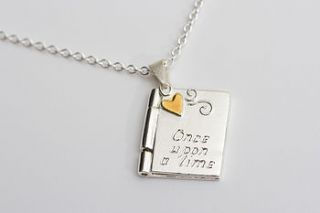personalised gold heart book locket by carole allen silver jewellery