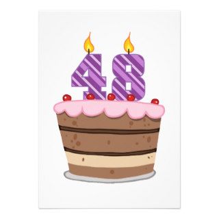 Age 48 on Birthday Cake Invitation