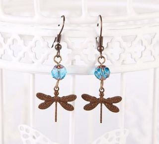 bronze dragonfly earrings by gama