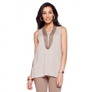 MarlaWynne Ottoman Stitch Mixed Knit Tank