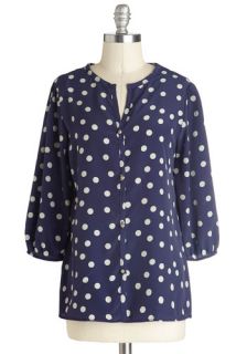 Work Outing Top in Navy  Mod Retro Vintage Short Sleeve Shirts
