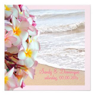 PixDezines pink plumeria/beach/diy background Custom Invitations