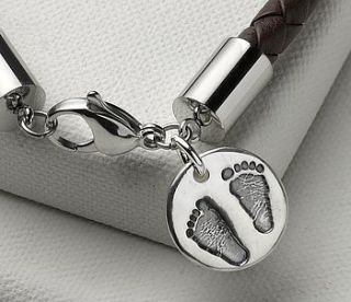 men's personalised charm leather bracelet by touch on silver