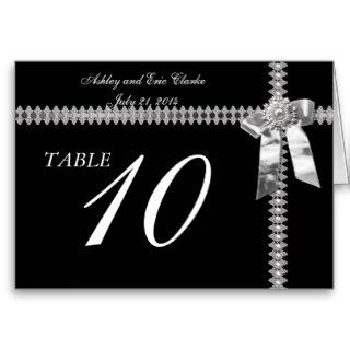 Wedding Table Number Cards Silver Ribbon