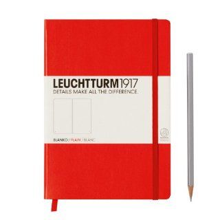 LEUCHTTURM1917 309141 Notizbuch Medium (A5), 249 Seiten, blanko, rot Bürobedarf & Schreibwaren