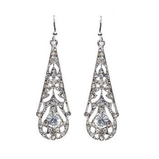 ophelia crystal 1920s style filigree earrings by anusha