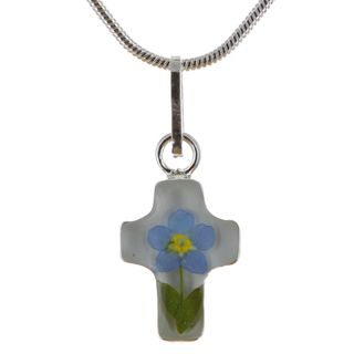 Sterling Silver Forgetmenot Cross Necklace (Mexico) Necklaces