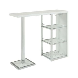 Glossy White/ Chrome/ Glass 3 shelf Bar Table Monarch Bar Tables