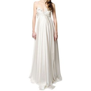 honey in ivory satin empire wedding dress by elliot claire london