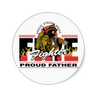 Proud Firefighter Father Round Sticker