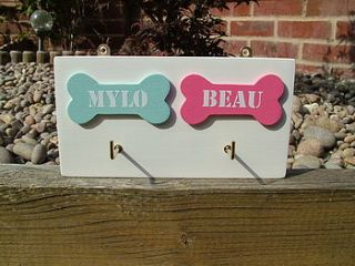 personalised bones dog lead holder by crafty pup
