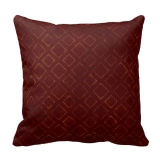 Dark Red and Gold Diamond Pattern Throw Pillow