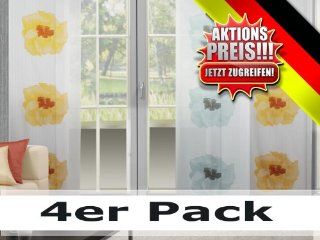 Aktionspreis 4er Pack   Schiebevorhang Hibiscus mit Flexoschiene   245 x 60 cm   blau Küche & Haushalt