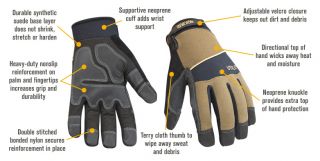 Gravel Gear Utility Glove — XL, Black/Tan  Mechanical   Shop Gloves