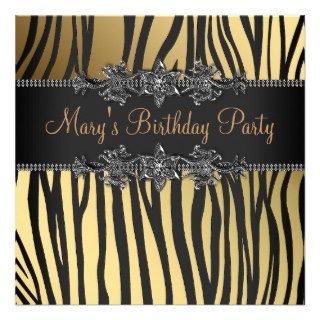 Black Gold Womans Birthday Party Announcement