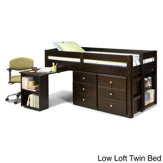 Napoli Low Loft Twin Bed with 6 drawer Storage/ Bookshelves/ Desk Kids' Beds