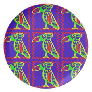 Bright Colorful Fun Toucan Tropical Bird Pattern Plate