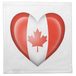 Canadian Heart Flag on White Cloth Napkins