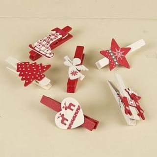 set of six christmas card pegs by dibor