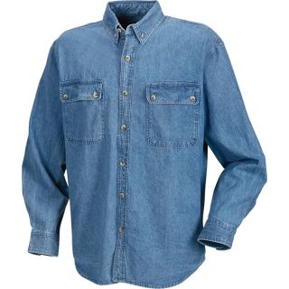 Marino Bay Denim Work Shirt — Blue  Long Sleeve Button Down Shirts