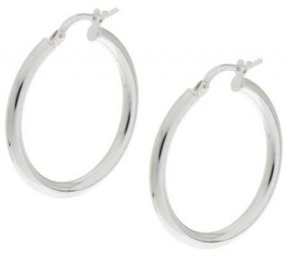 UltraFine Silver 1 Polished Round Tube Hoop Earrings —