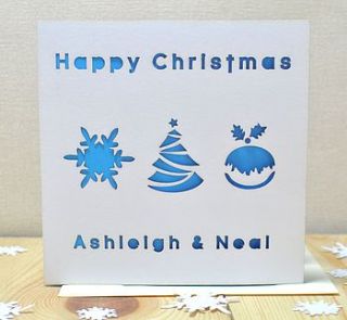 personalised laser cut christmas pudding card by sweet pea design
