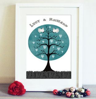 personalised dove tree print by pomegranate prints