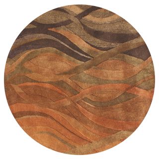 Alliyah Handmade Multi Abstract New Zealand Blend Wool Rug (8 Round)