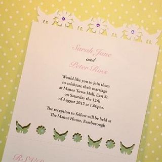 butterfly laser cut wedding invitation rsvp by sweet pea design
