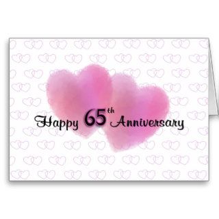 2 Hearts Happy 65th Anniversary Greeting Cards
