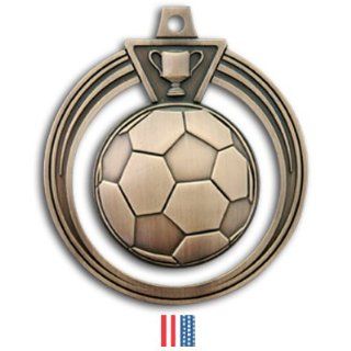 Hasty Awards 2.5 Eclipse Custom Soccer Medals M 707S BRONZE MEDAL/FLAG RIBBON 2.5  Soccer Balls  Sports & Outdoors