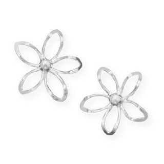 Diamond Cut Flower Post Earrings Flower Earing Studs Jewelry
