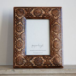 asali carved mango wood photo frame by paper high