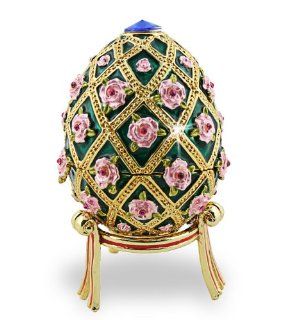 Objet D'Art Release #255 "Empress Maria" Vintage Faberge Egg Styled Handmade Jeweled Enameled Metal Trinket Box   Miniature Toy Figures