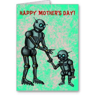 Funny cute robots Happy Mother's Day card