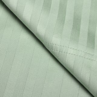Elite Home Products Wrinkle Resistant Woven Stripe All Cotton Sheet Set Green Size King