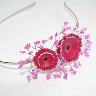 gerbera flower headband with beaded buds by artruly