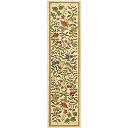 Hand hooked Garden Ivory Wool Runner (26 X 12)