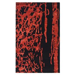 Handmade Soho Deco Black/ Red New Zealand Wool Rug (5 X 8)