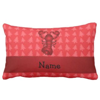Personalized name lobster red christmas trees throw pillow