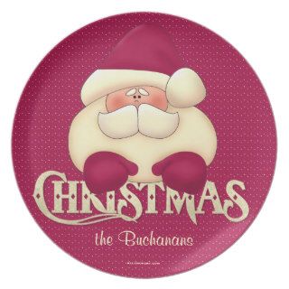 Custom Santa Pink Christmas Plate