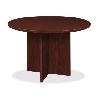 Basyx by HON   Round Conference Table, w/X Base, 48"D, Mahogany, Sold as 1 Each, BSX BLC48DNN 