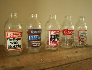 milk bottles with retro print by homestead store