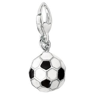 Sterling Silver 3D Black and White Enamel Soccer Ball Charm Enamel Charms