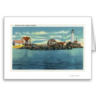 View of Boston Harbor and Boston Lighthouse Cards